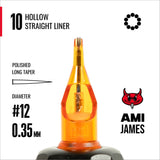 CAM x AMI JAMES Cartridges - Hollow Round Liners - #12 (0.35mm) - 20/Box