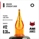 CAM x AMI JAMES Cartridges - Hollow Round Liners - #12 (0.35mm) - 20/Box