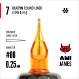 CAM x AMI JAMES Cartridges - Super Bugpin Round Liners - #8 (0.25mm) - 20/Box