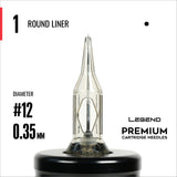 Legend Premium Cartridges - Round Liners - #12 (0.35mm) - 20/Box