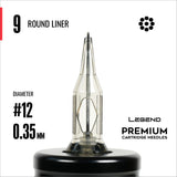 Legend Premium Cartridges - Round Liners - #12 (0.35mm) - 20/Box