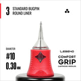 Legend Comfort Grip Cartridges - Standard Bugpin Round Liners - #10 (0.30mm) - 20/Box