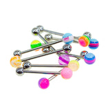 Multi-Colored With Steel Ball Barbells (10/Bag) - 14 Gauge