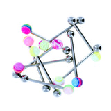 Multi-Colored With Steel Ball Barbells (10/Bag) - 14 Gauge