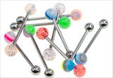 Assorted Glitter Colored Barbells (10/Bag) - 14 Gauge
