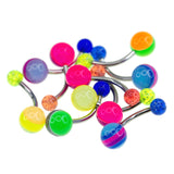 Multi-Colored Striped Belly Rings (10/Bag) - 14 Gauge