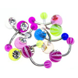 Colored Beach Ball With Jewel Belly Rings (10/Bag) - 14 Gauge