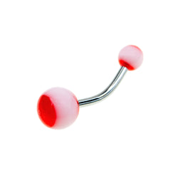 Multi-Colored W/ White Stripe Belly Rings - 14 Gauge (10/Bag)