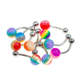 Multi-Colored With Steel Ball Belly Rings (10/Bag) - 14 Gauge